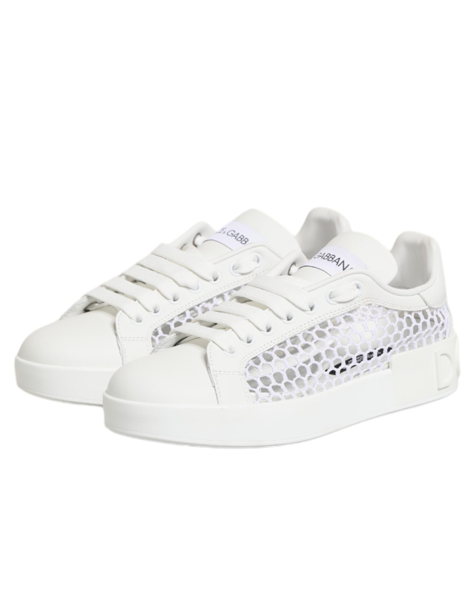 Dolce & Gabbana White Mesh Inserts Low Top Sneakers