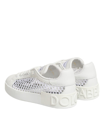 Dolce & Gabbana White Mesh Inserts Low Top Sneakers