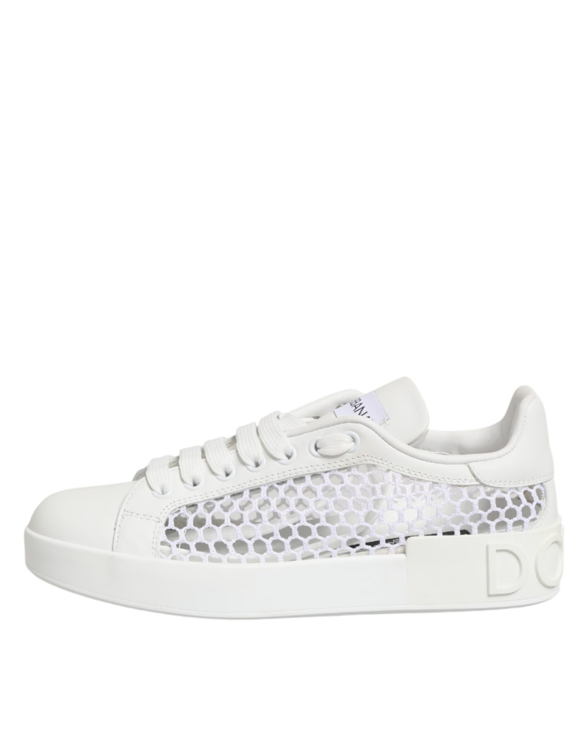 Dolce & Gabbana White Mesh Inserts Low Top Sneakers