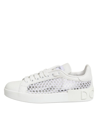 Dolce & Gabbana White Mesh Inserts Low Top Sneakers
