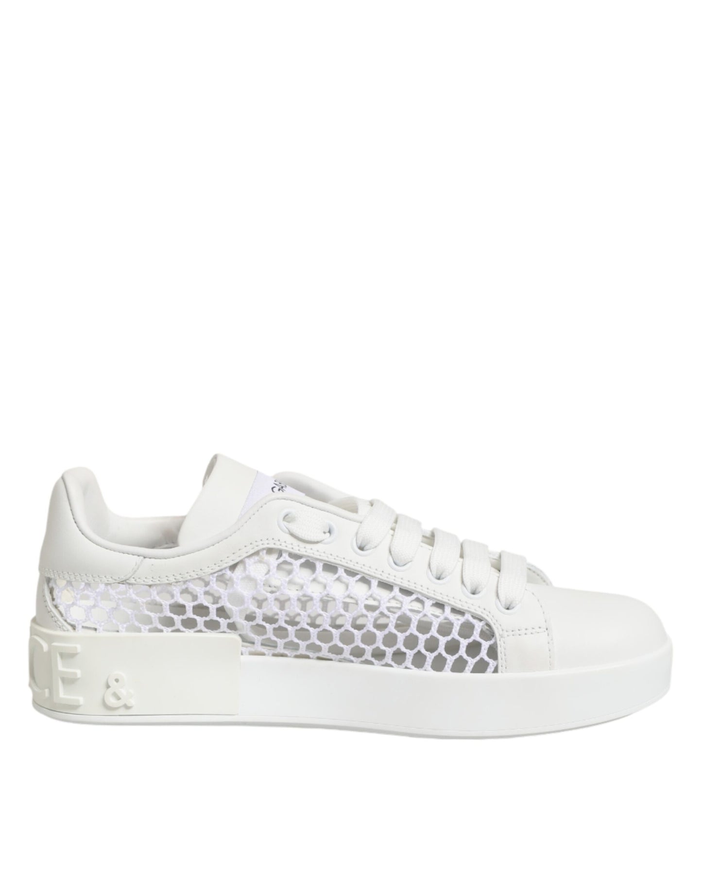 Dolce & Gabbana White Mesh Inserts Low Top Sneakers