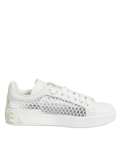 Dolce & Gabbana White Mesh Inserts Low Top Sneakers