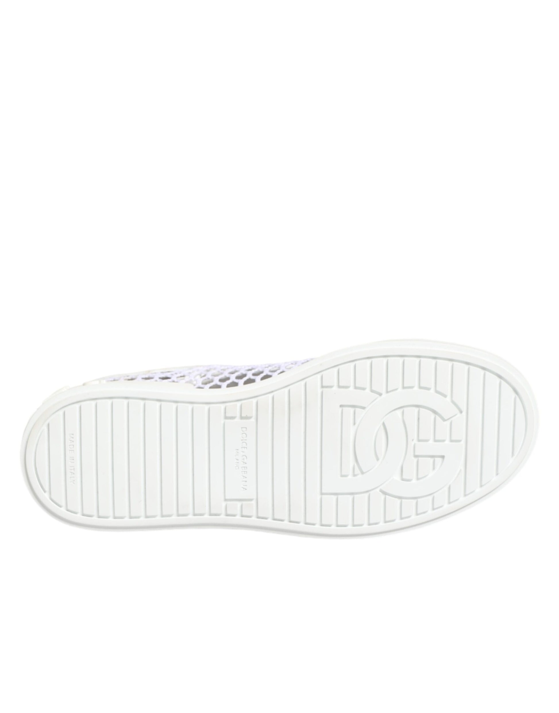 Dolce & Gabbana White Mesh Inserts Low Top Sneakers