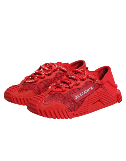 Dolce & Gabbana Red Logo Lace Low Top NS1 Sneakers