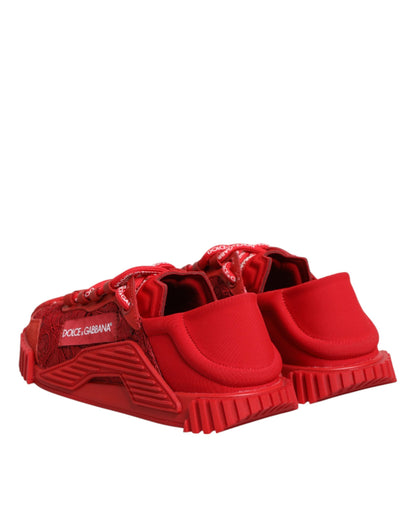 Dolce & Gabbana Red Logo Lace Low Top NS1 Sneakers