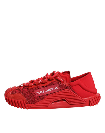 Dolce & Gabbana Red Logo Lace Low Top NS1 Sneakers