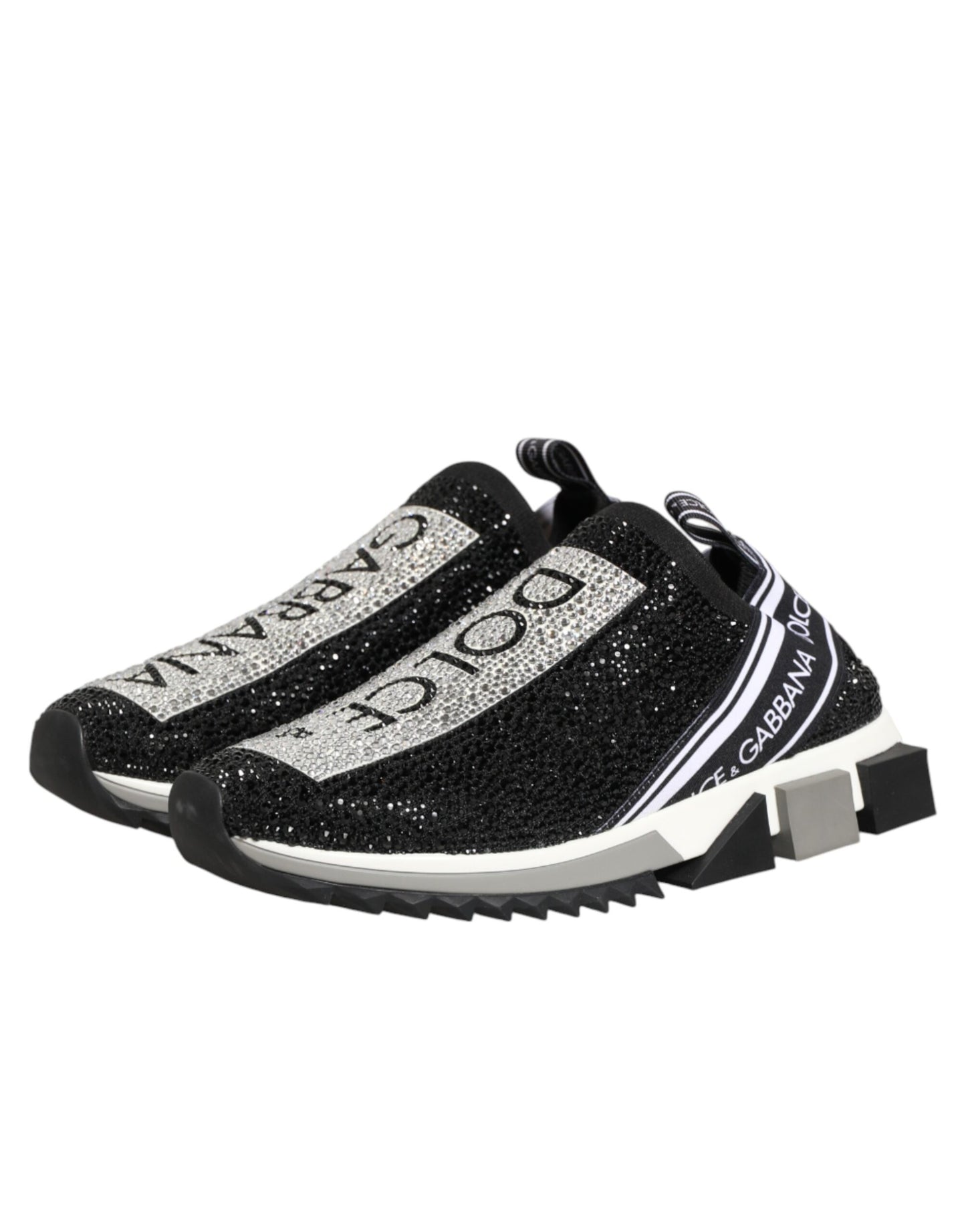 Dolce & Gabbana Black Silver Slip On Sorrento Sneakers