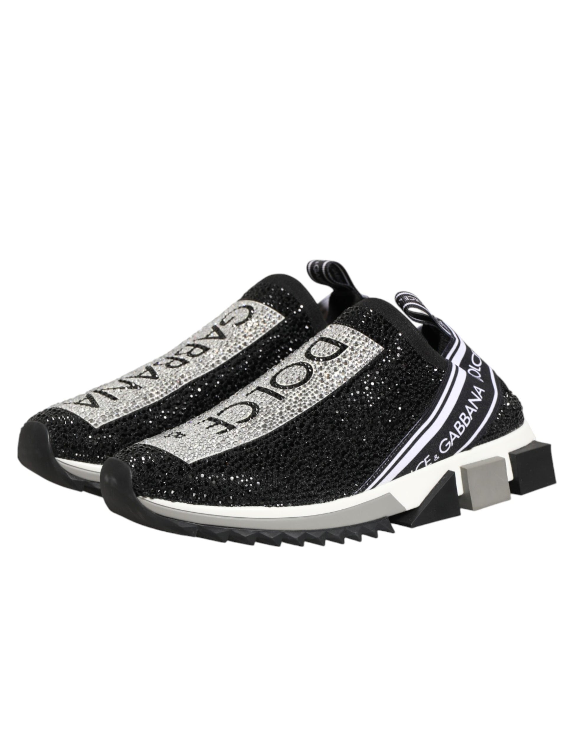 Dolce & Gabbana Black Silver Slip On Sorrento Sneakers