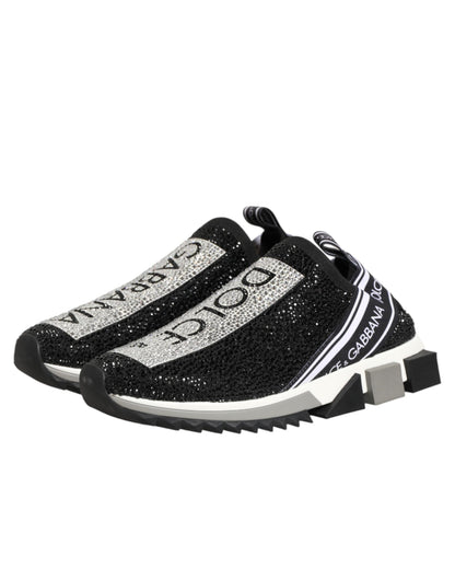 Dolce & Gabbana Black Silver Slip On Sorrento Sneakers