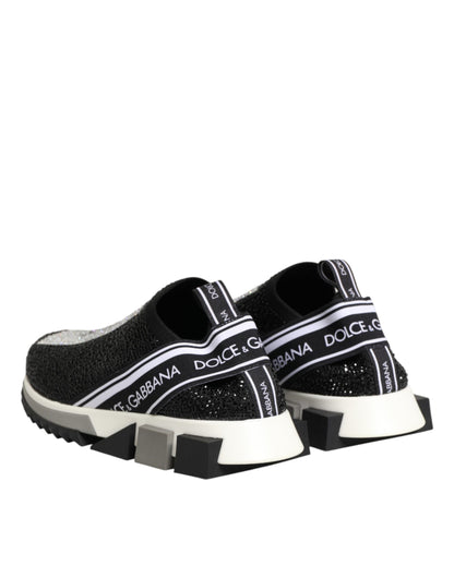 Dolce & Gabbana Black Silver Slip On Sorrento Sneakers