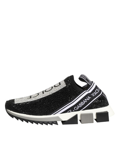 Dolce & Gabbana Black Silver Slip On Sorrento Sneakers