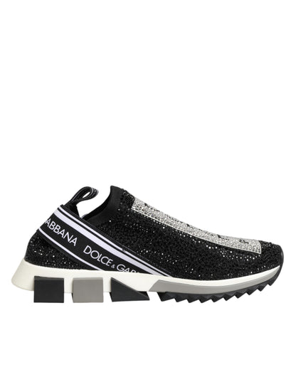 Dolce & Gabbana Black Silver Slip On Sorrento Sneakers