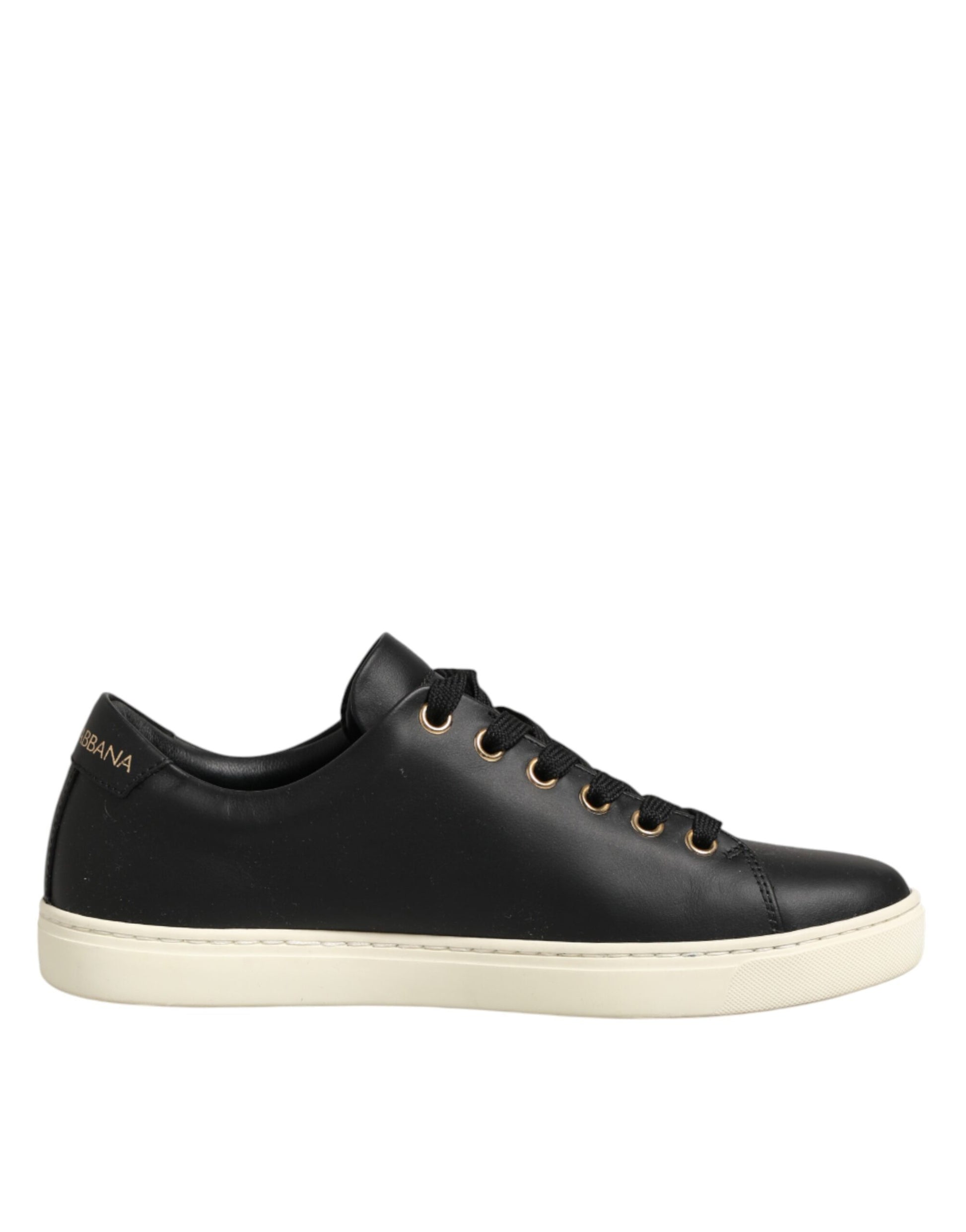 Dolce & Gabbana Black Leather Sacred Heart Sneakers