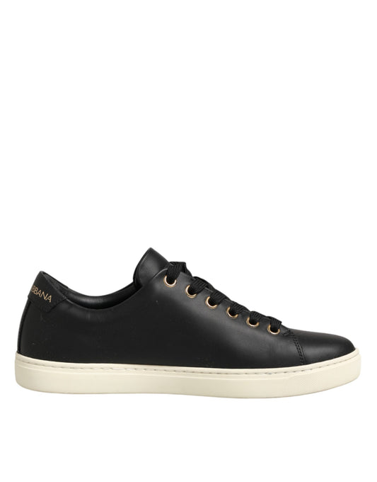 Dolce & Gabbana Black Leather Sacred Heart Sneakers