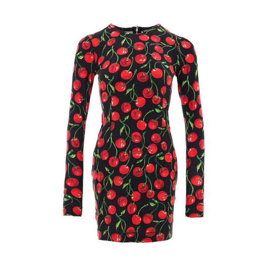 Dolce & Gabbana Cherry Print Stretch Fabric Mini Dress