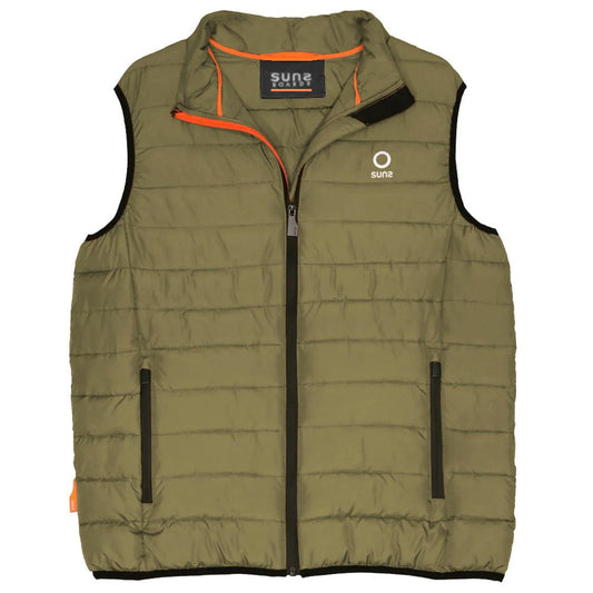 Suns Green Polyester Sleeveless Jacket
