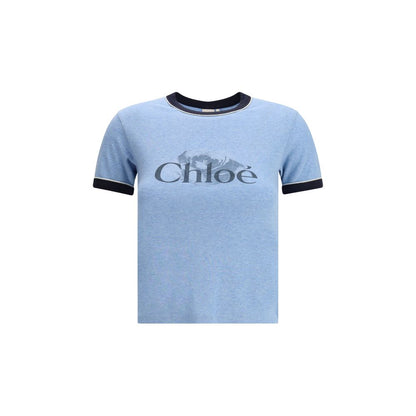 Chloé Printed Logo T-Shirt in Light Blue