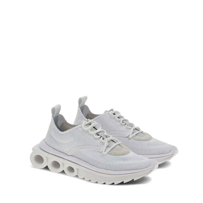 Salvatore Ferragamo White Knit Running Sneakers