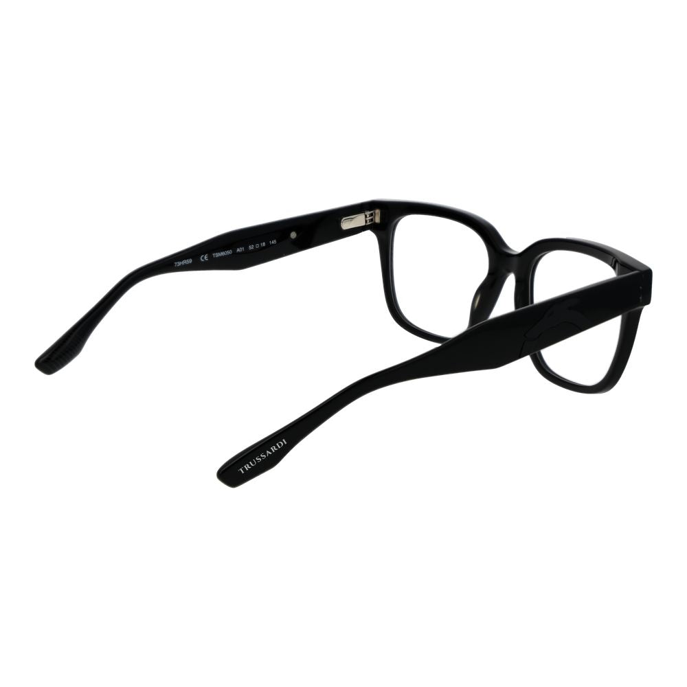 Trussardi Black Men’s Optical Glasses – Square Full-Rim Frame