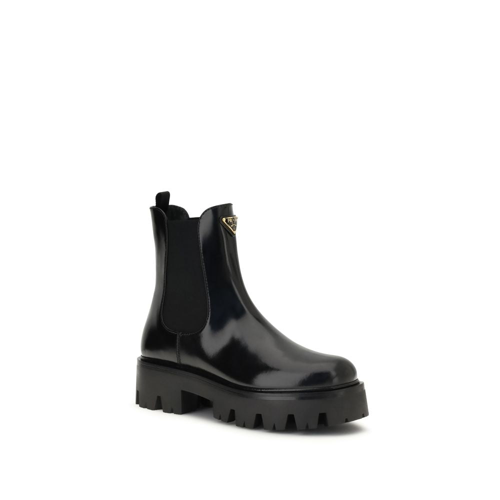 Prada Brushed Leather Ankle Boots: A Fusion of Elegance and Bold Character
