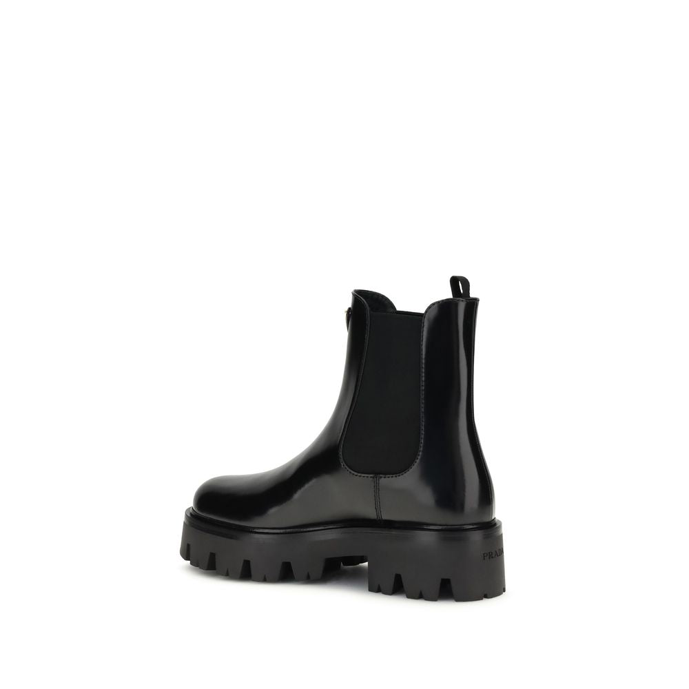 Prada Brushed Leather Ankle Boots: A Fusion of Elegance and Bold Character