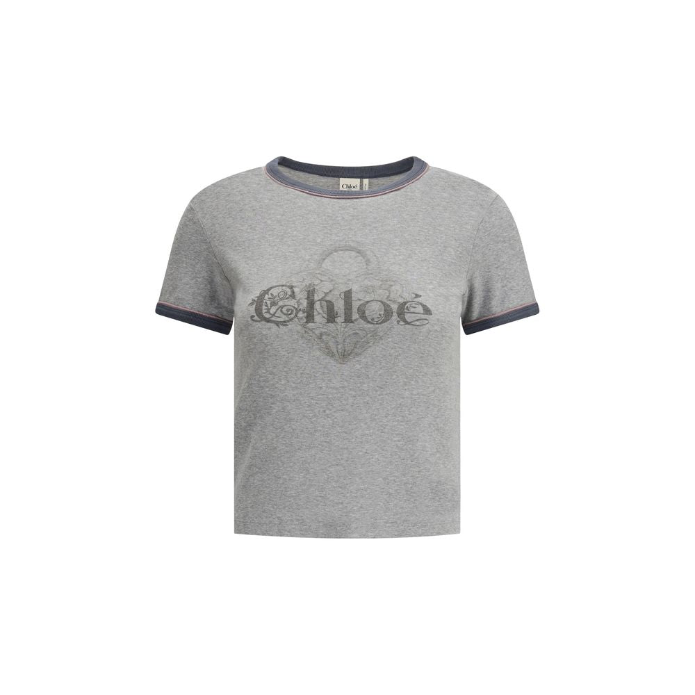 Chloé Baby Fit Logo T-shirt in Gray Cotton