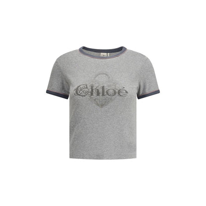 Chloé Baby Fit Logo T-shirt in Gray Cotton
