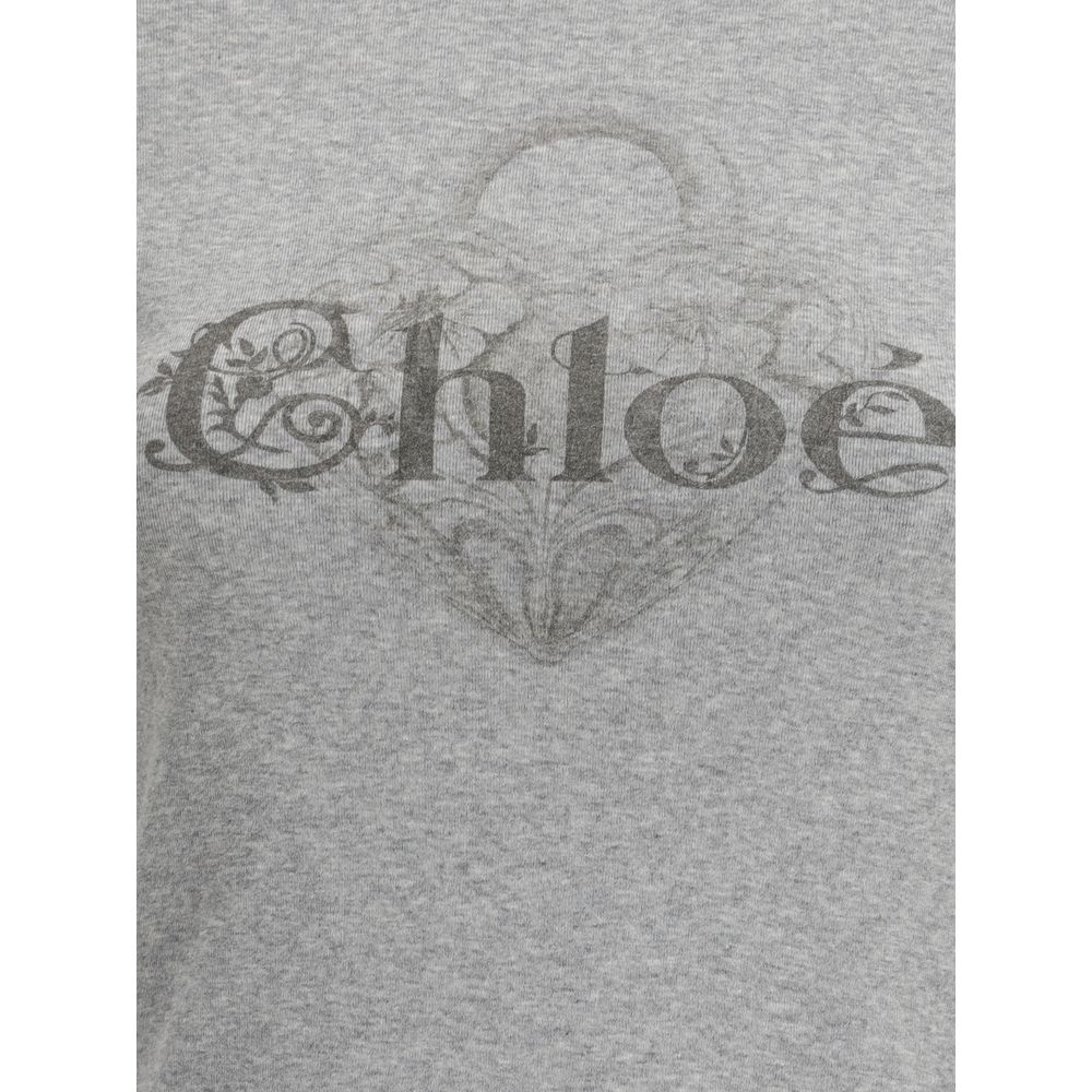 Chloé Baby Fit Logo T-shirt in Gray Cotton
