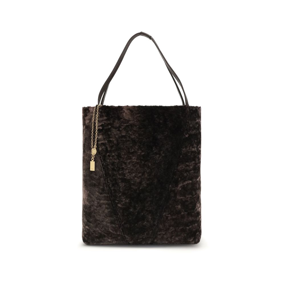 Chloé Large Spin Tote Bag in Soft Shearling