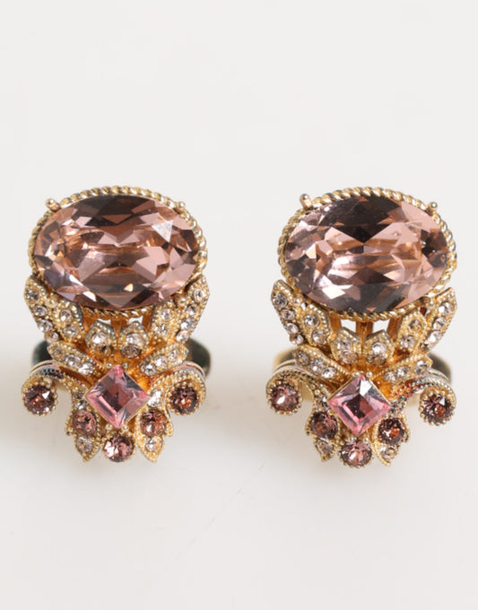 Dolce & Gabbana Gold Tone 925 Sterling Silver Crystal Cufflinks