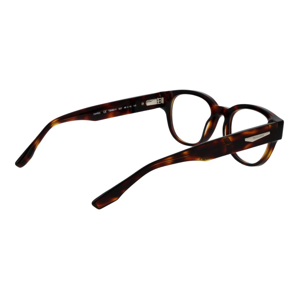 Trussardi Brown Men’s Optical Glasses – Panto Full-Rim Frame