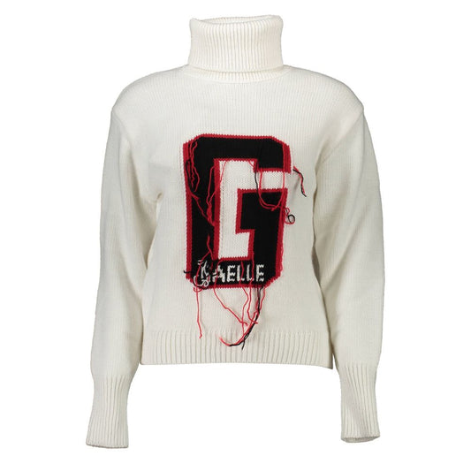 Gaelle Paris Bianco Acrylic Turtleneck Sweater
