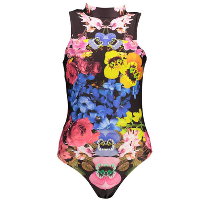 Desigual Black Polyester Bodysuit: A Statement of Elegance and Fun