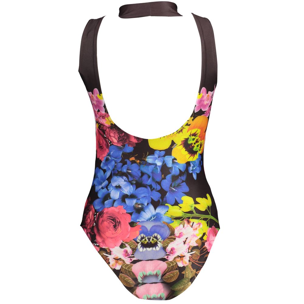 Desigual Black Polyester Bodysuit: A Statement of Elegance and Fun
