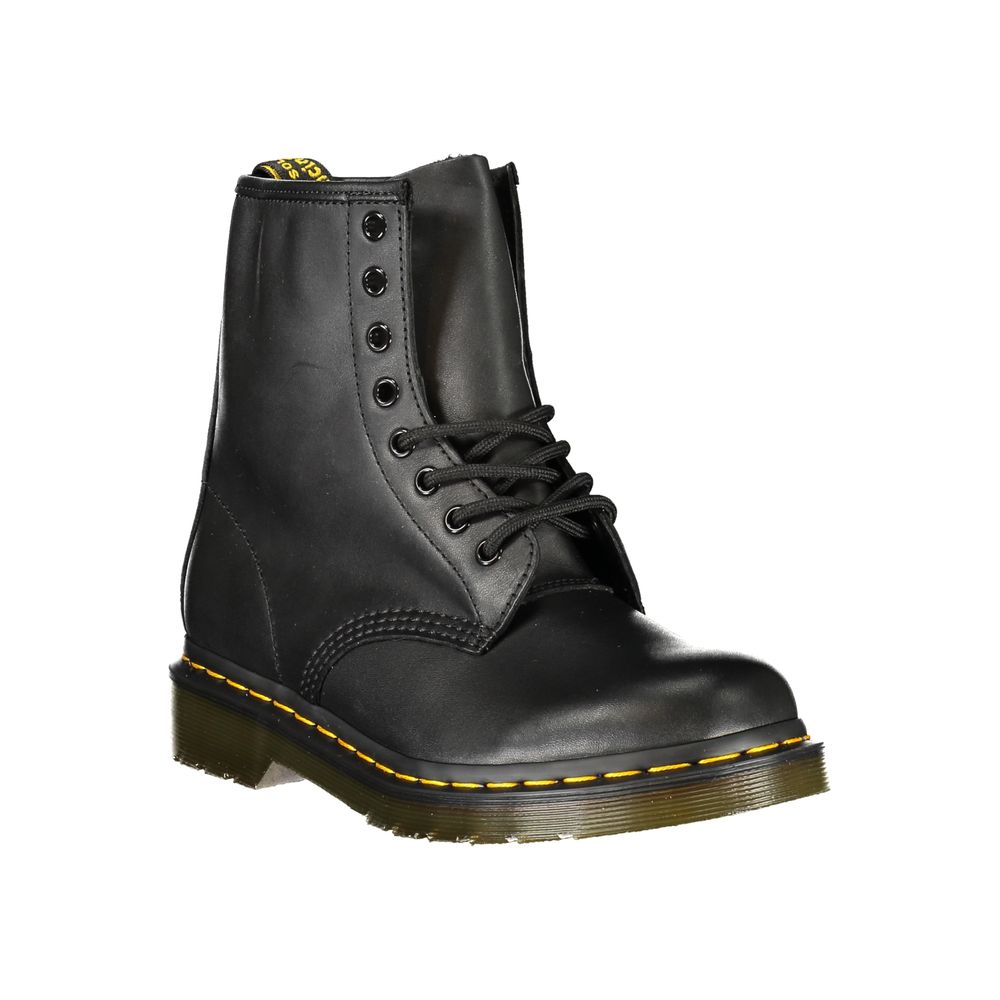 Dr. Martens Black Polyester Ankle Boots - Unisex Lace-Up Style