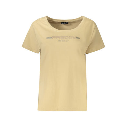 Freddy Beige Cotton T-Shirt with Rhinestone Detail