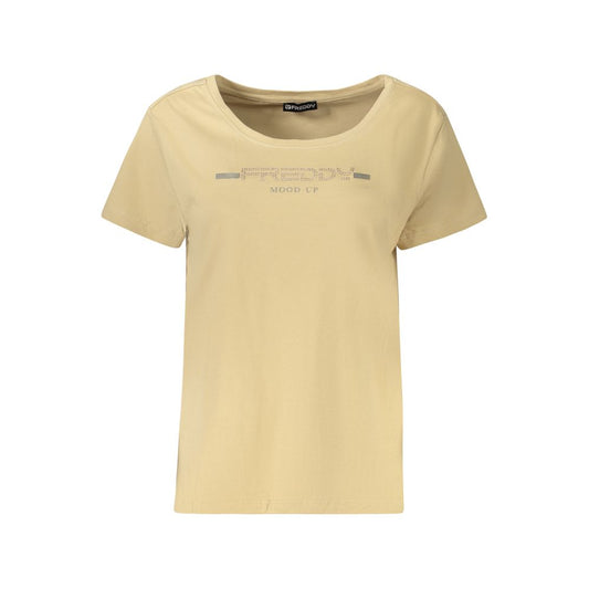 Freddy Beige Cotton T-Shirt with Rhinestone Detail