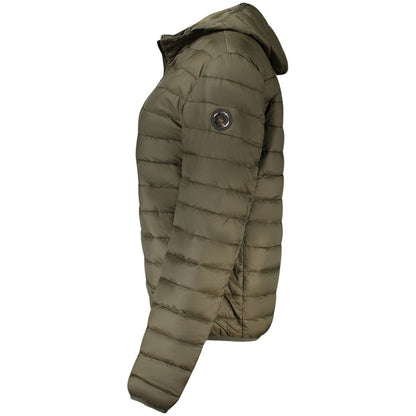 Cavalli Class Green Polyester Jacket with Removable Hood