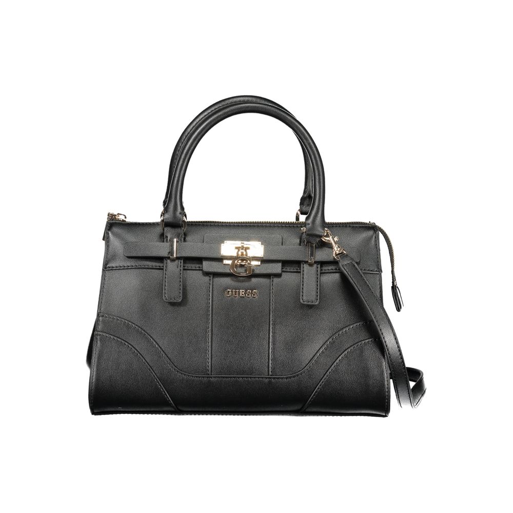 Guess Jeans Black Greyson II Handbag – Faux Leather, Multi-Compartment Design