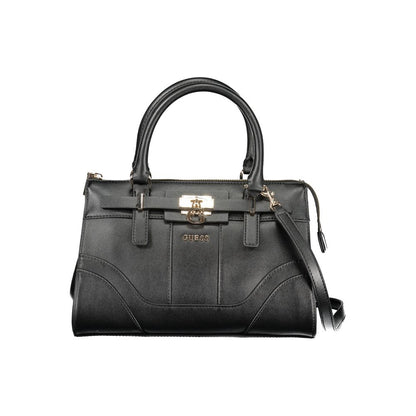 Guess Jeans Black Greyson II Handbag – Faux Leather, Multi-Compartment Design