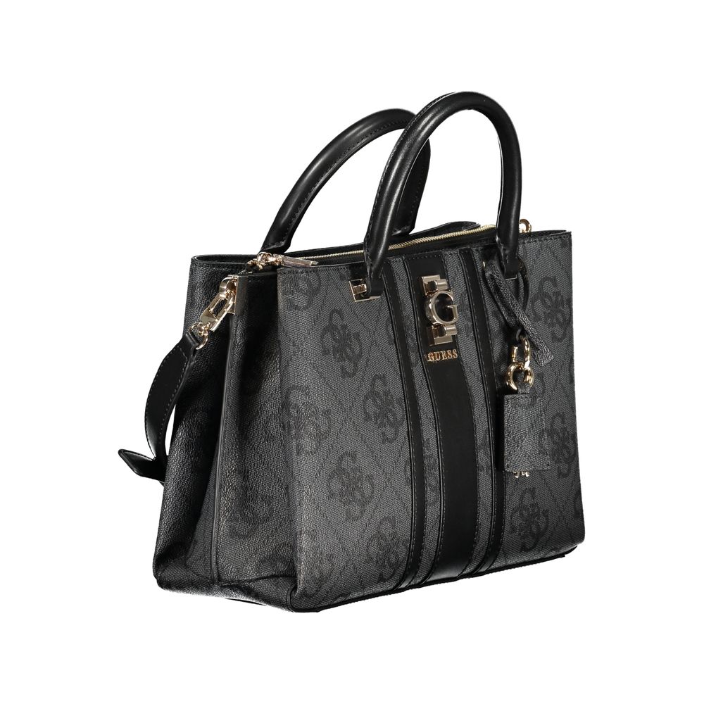 Guess Jeans Black Erenia Handbag – Faux Leather, Versatile Multi-Compartment Design