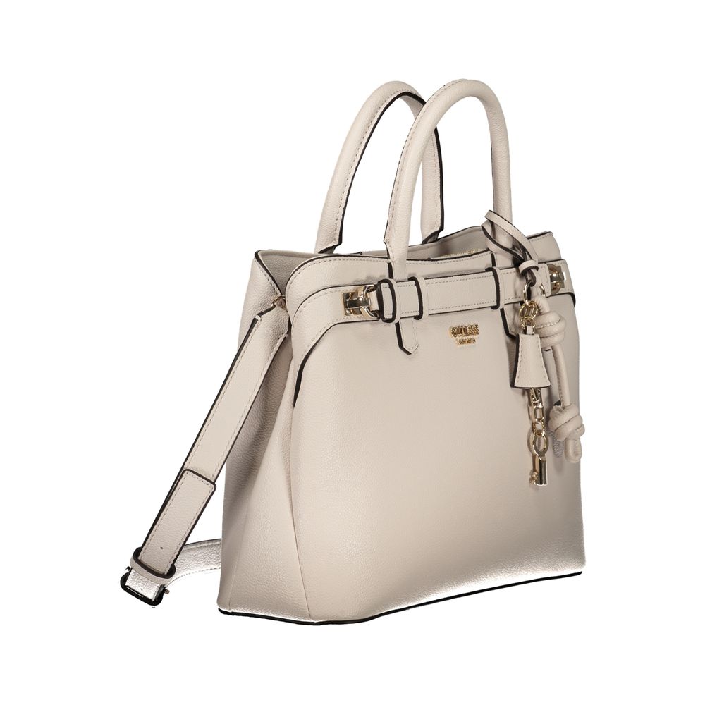 Guess Jeans Beige Gregoria Bag – Faux Leather, Chic Multi-Compartment Design