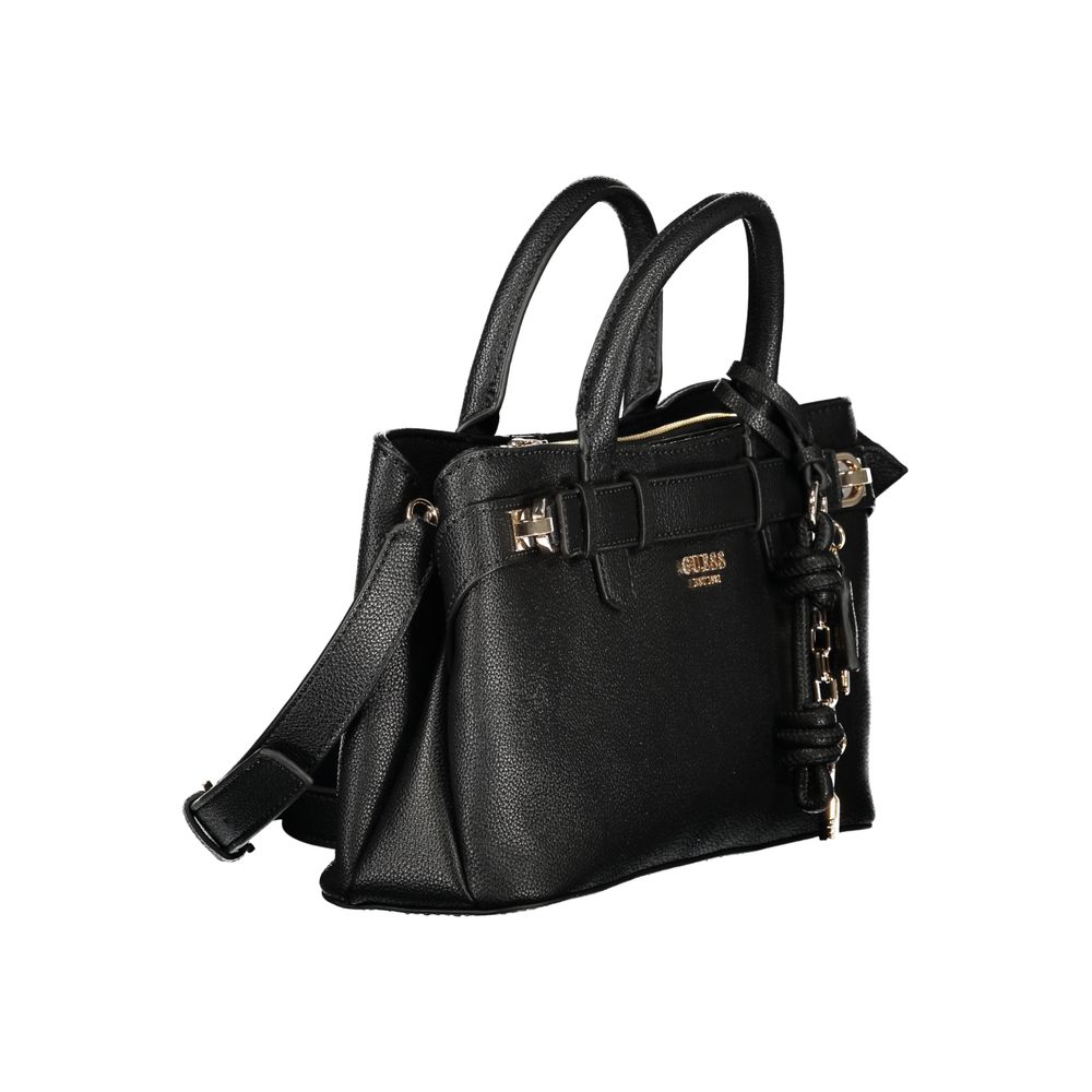 Guess Jeans Black Gregoria Handbag – Faux Leather, Chic Multi-Compartment Design
