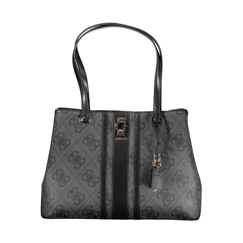 Guess Jeans Black Erenia Handbag – Faux Leather, Chic Multi-Compartment Design