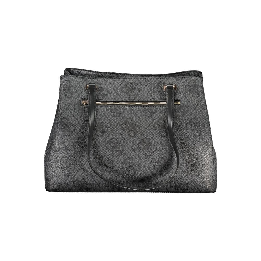 Guess Jeans Black Erenia Handbag – Faux Leather, Chic Multi-Compartment Design