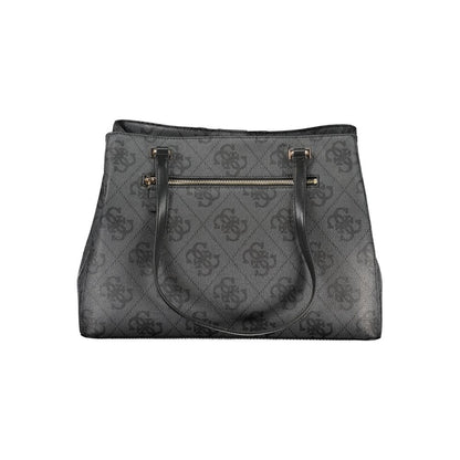 Guess Jeans Black Erenia Handbag – Faux Leather, Chic Multi-Compartment Design