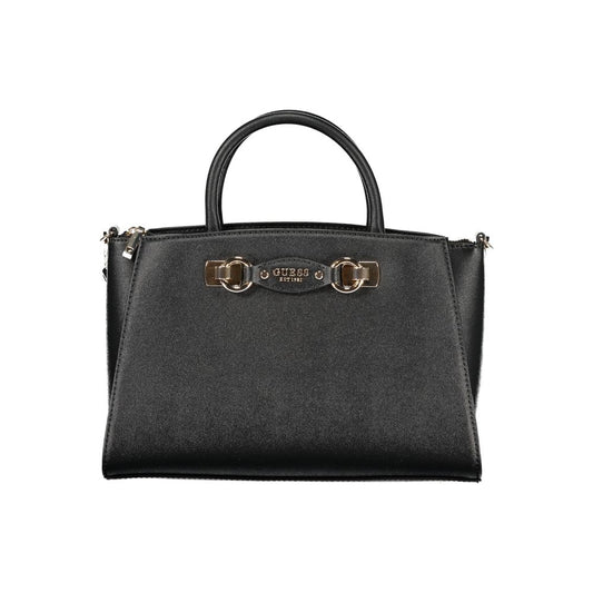 Guess Jeans Black Mimina Handbag – Faux Leather, Versatile Carryall Design