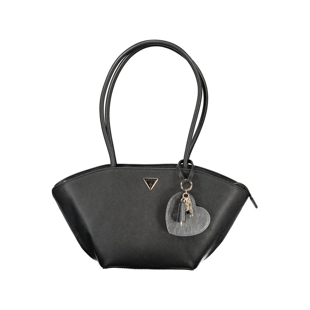 Guess Jeans Black Bolena Handbag – Faux Leather, Chic Multi-Compartment Design