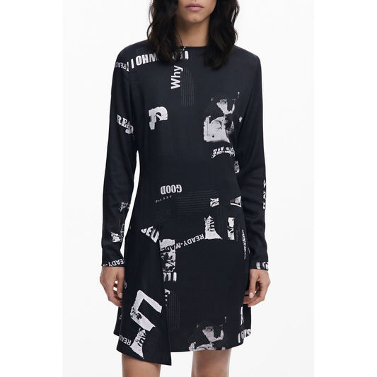 Desigual Black Elastane Dress - Bold and Expressive Elegance