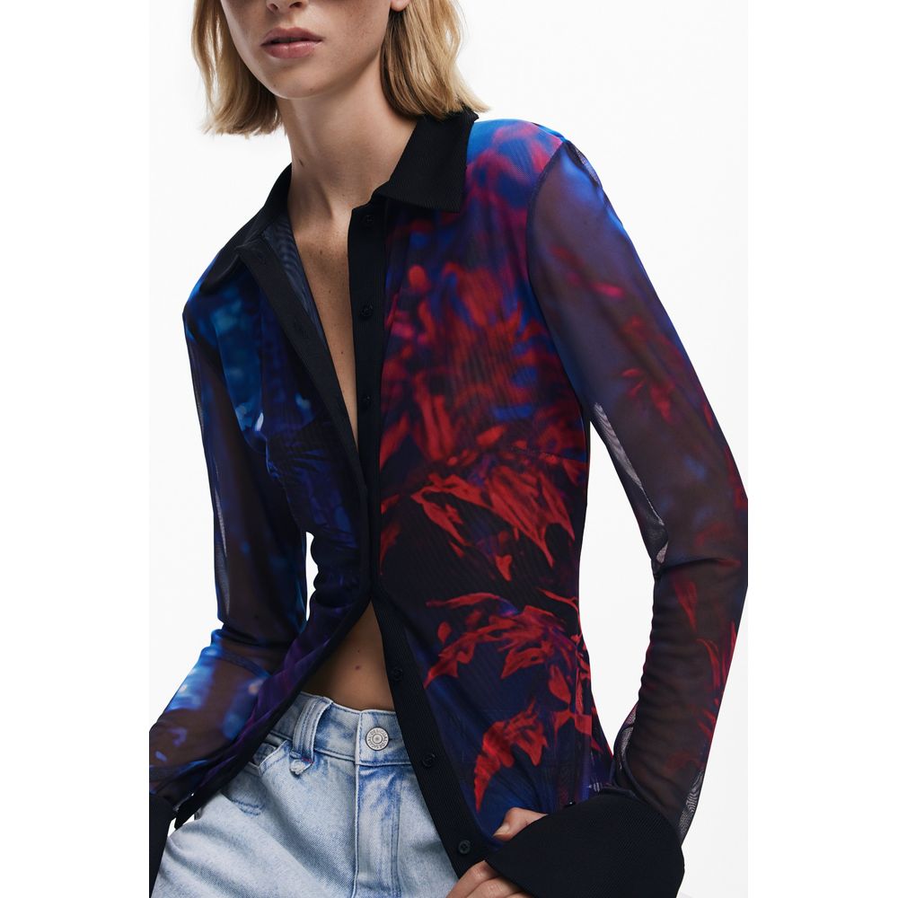 Desigual Black Polyester Shirt - Dietrich Long-Sleeved Patterned Delight